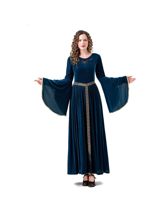 Medieval Retro Court Ball Trumpet Sleeve Adult Retro Queen Long Dress Cosplay Costume YM0821