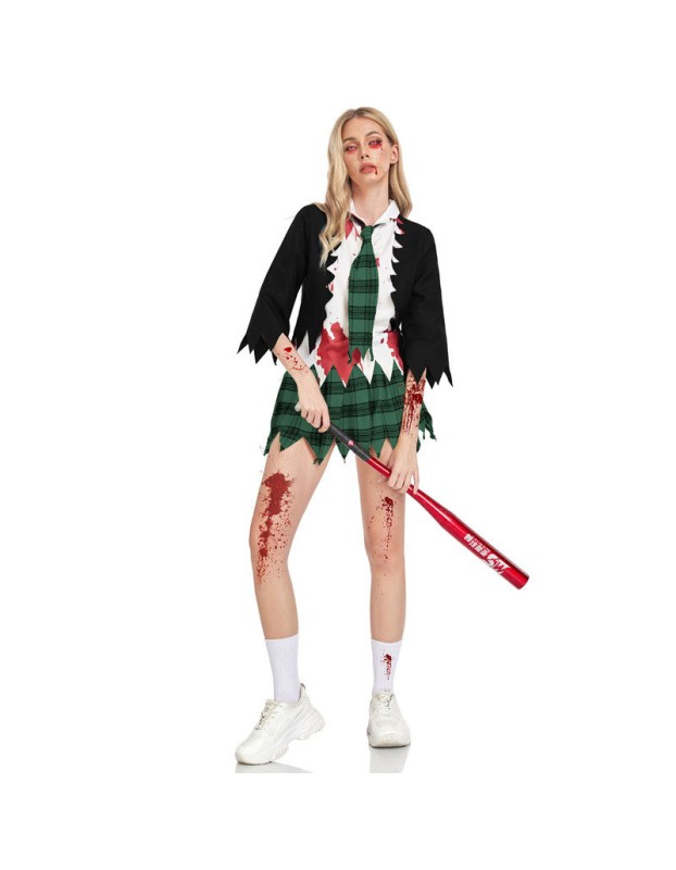 Horror Campus Zombie Cosplay Halloween Costume Bloody School Uniform Dress Up