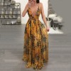 Fashion Ladies Summer Print Floral Boho V Neck Beach Casual Maxi Dresses Long M8212