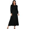 Woman Soft Long Sleeve Shapewear Elegant Satin Maxi Muslim Dress 21412