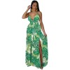 European And American Fashion Women's Print Halter Long Dress 9400