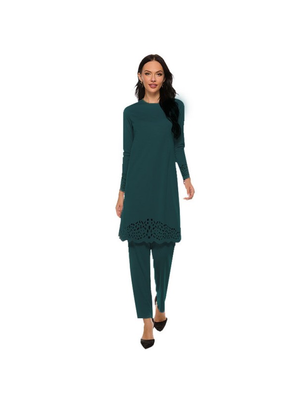 Middle Eastern Muslim Ensemble Abaya Burn Two Piece Plus Size Outfit Dresses 21230