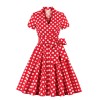 XL-4XL Vintage Polka Dot V-Neck Pin Up Rockabilly Dress 1207A
