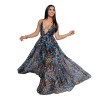 Fashion Ladies Summer Print Floral Boho V Neck Beach Casual Maxi Dresses Long M8212