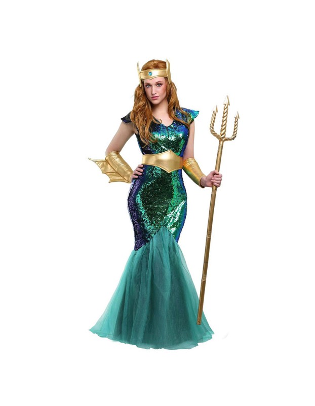 Ancient Greek Sea God Mermaid Dress Up Table Couples Stage Costumes SM20127