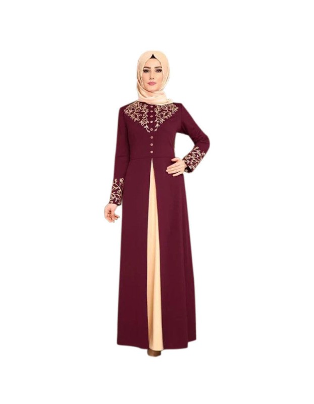 Bronzing Splicing Long Dress Color Contrast Slimming Temperament Dress 9008