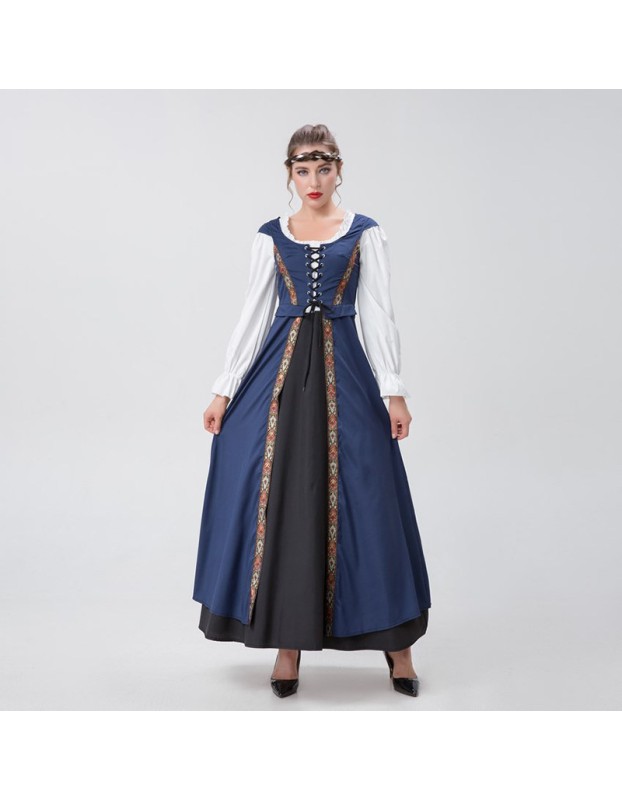 Medieval Renaissance Square Collar Waist Two-Piece Dress Retro Court Costume YM8723