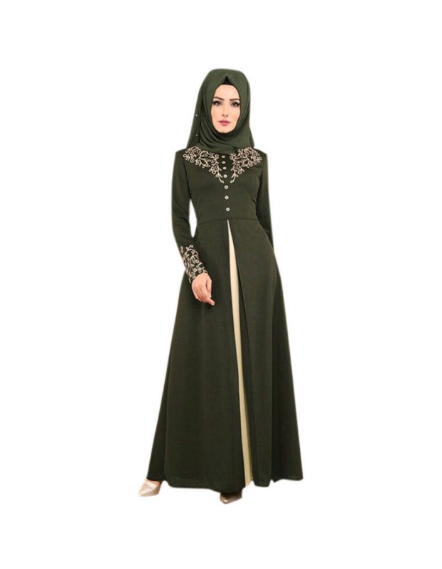 Bronzing Splicing Long Dress Color Contrast Slimming Temperament Dress 9008