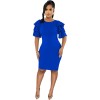New Style Commuter Square Collar Short Sleeve Solid Color Slim-Fit Dress 9423