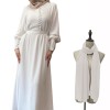 Muslim Elegant And Soft Chiffon Long Dress Waistband Double Layer Dress 21458