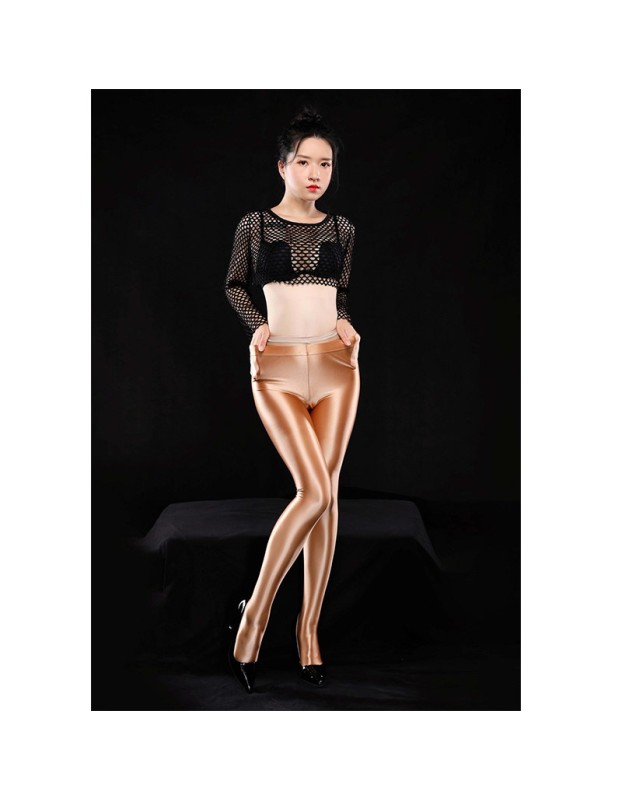 Sexy Thin Transparent Oil Women Shine Leggings Dance Yoga Pants XX1851