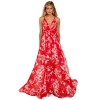 Fashion Ladies Summer Print Floral Boho V Neck Beach Casual Maxi Dresses Long M8212