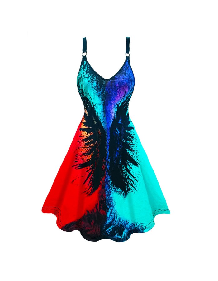 Sexy Halloween Print Dresses Ladies Elegant Sleeveless Women Dress Gothic Robe M5153