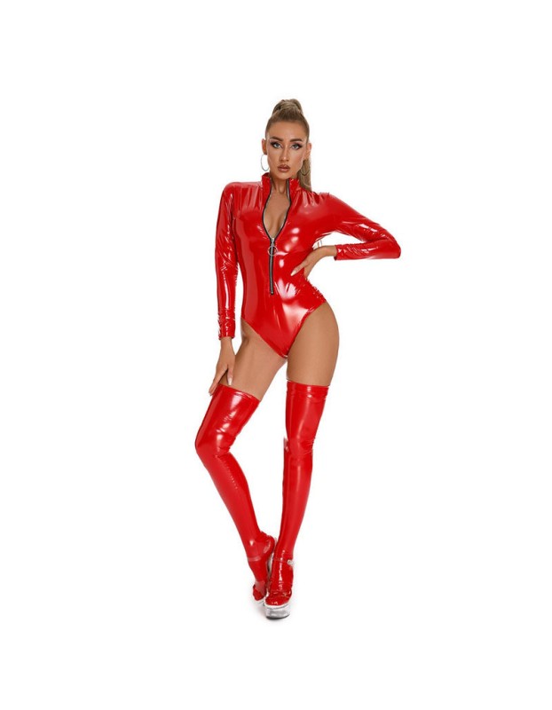 Sexy Underwear Code Leather PU Bright Patent Leather Club Jumpsuit XX6866