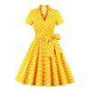 XL-4XL Vintage Polka Dot V-Neck Pin Up Rockabilly Dress 1207A