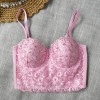 Lace Suspender Bright Drill Top Short Sexy Tight Shaping Chest 8825