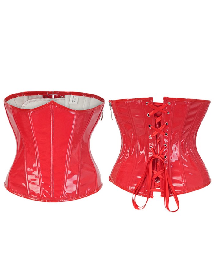 Steampunk Black PU Underbust Corset with Side Zipper Gothic Bustiers M22066