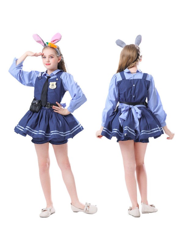 Adult Kids Halloween Cosplay Zootopia Officer Rabbit Costume MS5577