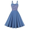 Fashion Vintage Floral Print Casual Strap Sleeveless Elegant Party Dress M3308