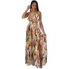 European And American Fashion Women's Print Halter Long Dress 9400