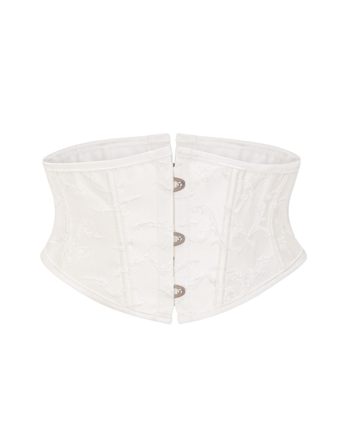 Black Embossed Jacquard Short Torso Underbust Corset Waist Slimming Shaperwear Belt 22067