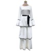 Plus Size Waist Strap Cake Flared Long Sleeve Black And White Casual Dress 1912