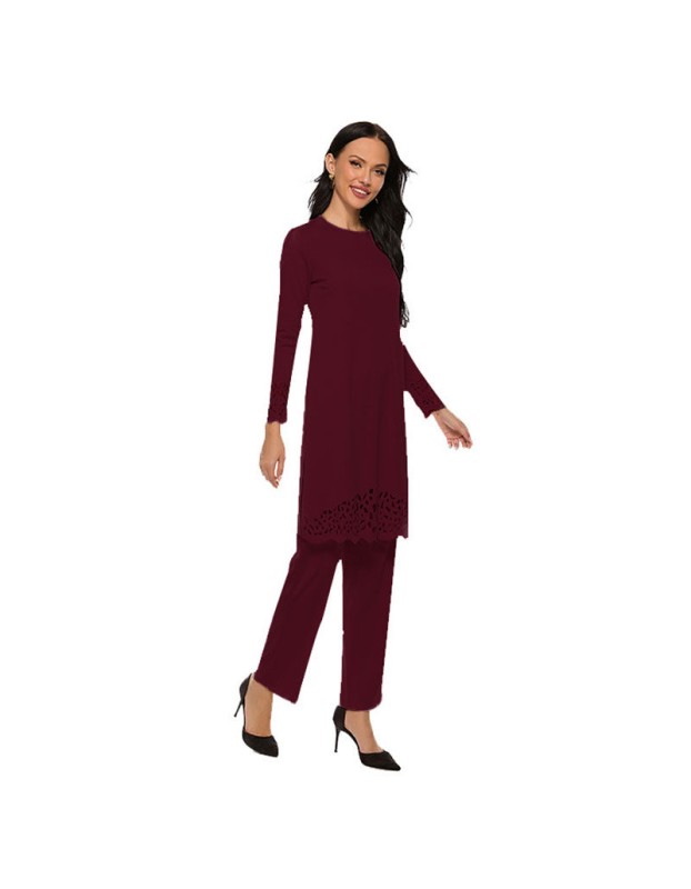 Middle Eastern Muslim Ensemble Abaya Burn Two Piece Plus Size Outfit Dresses 21230