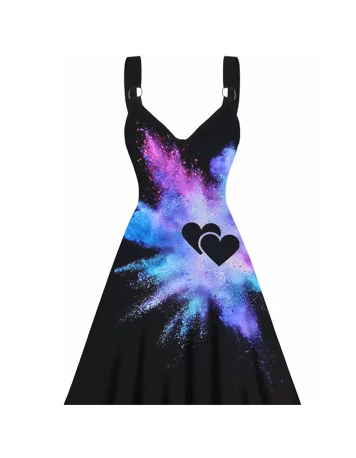 Sexy Halloween Print Dresses Ladies Elegant Sleeveless Women Dress Gothic Robe M5153