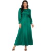 Woman Soft Long Sleeve Shapewear Elegant Satin Maxi Muslim Dress 21412