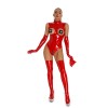 Zipper Open Crotch Patent Leather Bodysuit Punk Women Jumpsuit XX6861