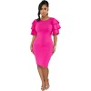 New Style Commuter Square Collar Short Sleeve Solid Color Slim-Fit Dress 9423