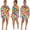 High Quality Women's Colorful Printed One Shoulder Loose Jumpsuit 9415