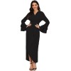 Fashion Ruffled Flared Sleeves Irregular Lace Up Modest Long Dresses Muslim 21410