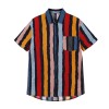 New Style Women Striped Thin Short Sleeved Cardigan Single-Breasted Shirt  5199