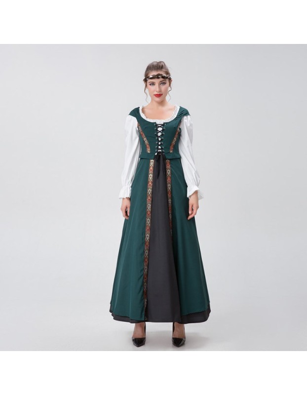 Medieval Renaissance Square Collar Waist Two-Piece Dress Retro Court Costume YM8723