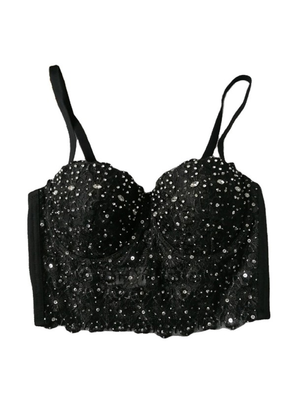 Lace Suspender Bright Drill Top Short Sexy Tight Shaping Chest 8825