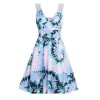 Women Casual Print Gown With Big Swing V-neck Dress Plus Size Dress 5155