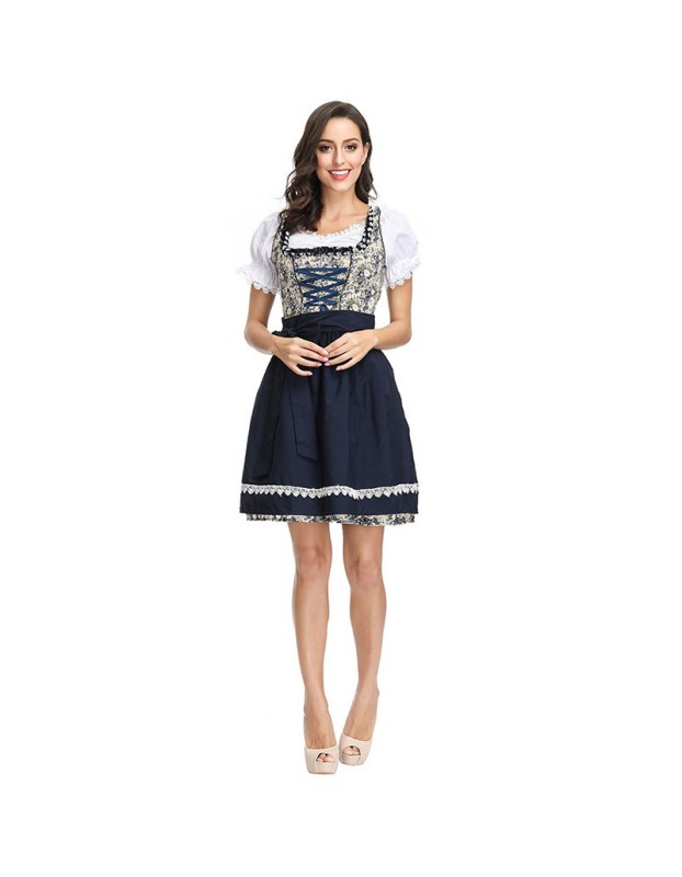 Traditional Oktoberfest Costume Munich Beer Dress Black And White Paid Dress MS4122