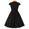 5XL Big Size Elegant Ladies Single-Breasted Vintage Pinup Swing Dress 1729A