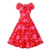 Slimming Midlength Women Summer emperament Lacing Elastic Casual Print Dress 5193