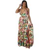 European And American Fashion Women's Print Halter Long Dress 9400