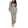 Arabian Satin Smooth Bulk Muslim Party Solid Color Evening Dress 20386
