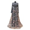 Three Dimensional Flower Hollow Splicing Evening Gowns Long Ladies Dress 21402