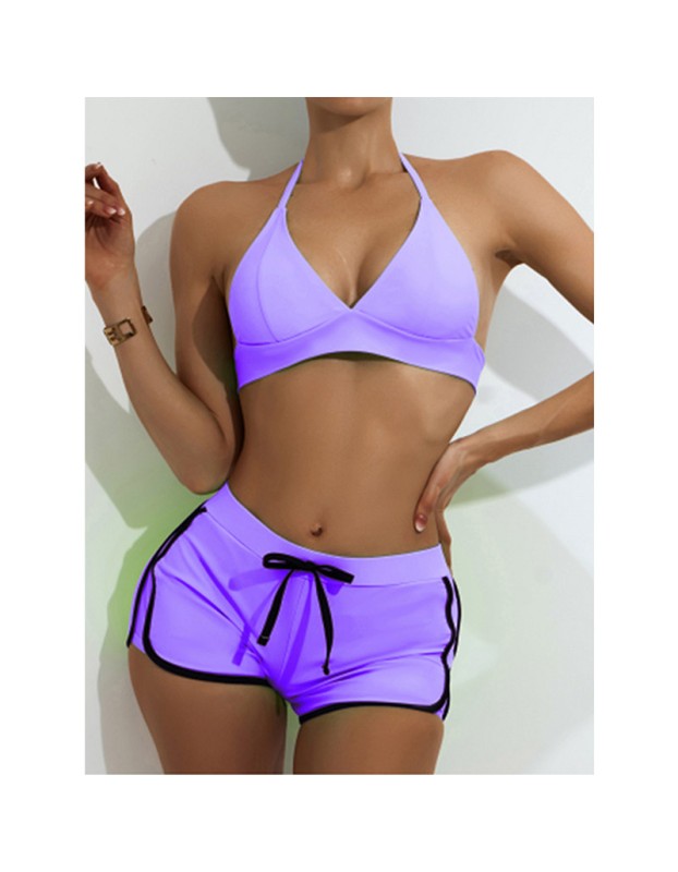 Solid Color Sport Beach Bikini Ladies Bikini Set Swimming Shorts Sexy Swimsuits S219