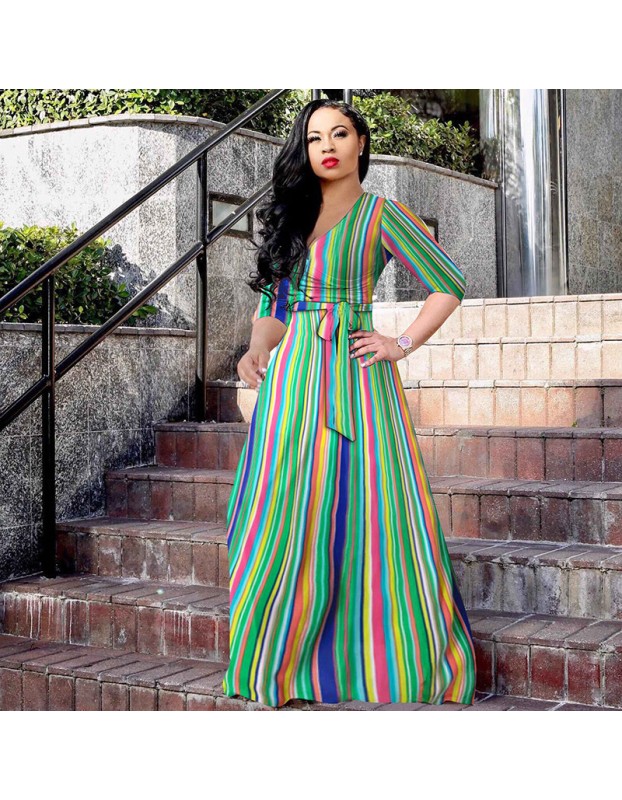 Casual Floral Print Summer Sexy Plus Size Women Dress 8616