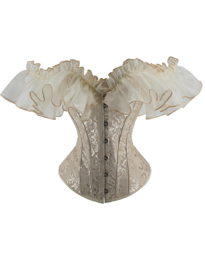 Sexy Off Shoulder Ruffles Sleeves Overbust Corset Top WK2276