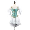 Retro Style Fan Shaped Corset Skirt U Collar Steel Bone Corset WK2297