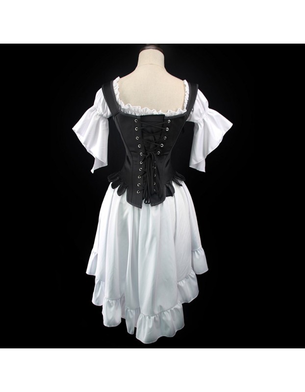 Retro Style Fan Shaped Corset Skirt U Collar Steel Bone Corset WK2297