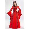 Retro Hooded Dresses Horn Sleeve Square Neck Costume Full Skirted Stage YM9304