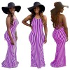 Fashion Striped Sexy Summer Strappy Halter Sexy Women Dress 8620